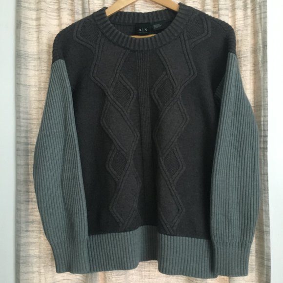 Cable Knit Llama Wool + Cotton Ribbed Sleeve Sweater - Picture 5 of 15